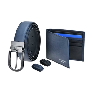 Tumbled Leather Wallet & Belt (Gun Metal Buckle) Gift Set